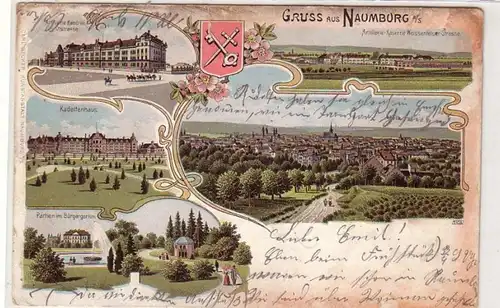 46393 Ak Lithographie Gruß aus Naumburg Kasernen 1902