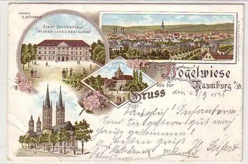 46387 Ak Lithographie Salutation de Naumburg Vogelwiese 1899