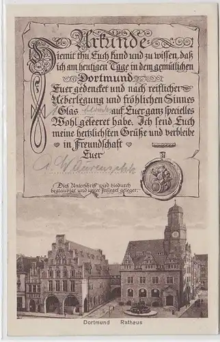 46376 Urkunde Ak Dortmund Rathaus 1929