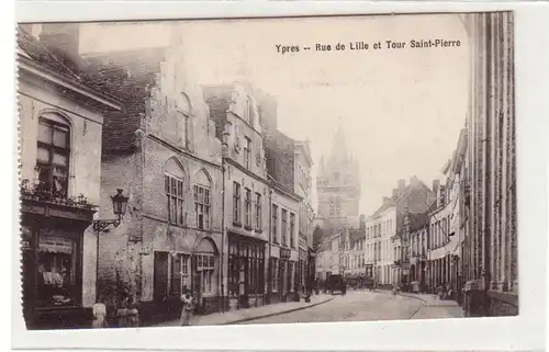 46359 Ak Ypres Rue de Lille et Tour Saint Pierre um 1915