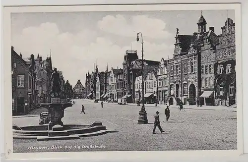 46352 Ak Husum Blick auf die Großstrasse 1944