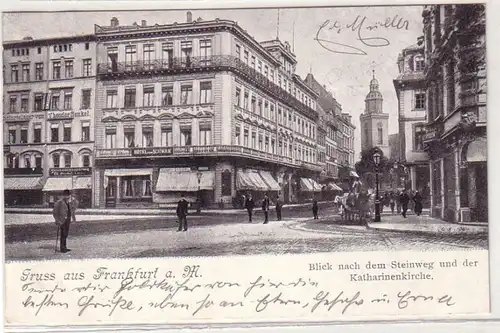 46349 Ak Gruß aus Frankfurt am Main Blick nach dem Steinweg 1900