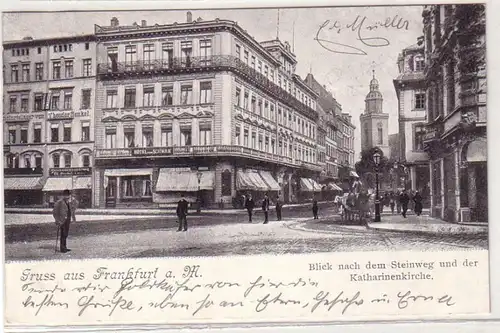 46349 Ak Salutation de Francfort-sur-le-Main Vue sur Steinweg 1900