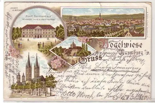46347 Ak Litho Gruss von der Vogelwiese Naumburg 1899