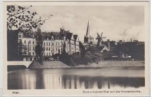 46342 Ak Kiel Nikolaïkirche et moulin à vent 1927