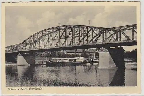 46332 Ak Stolzenau Weser Weserbrücke um 1940