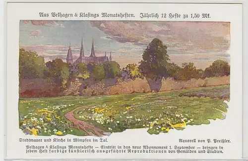 46327 Ak Stadtmauer und Kirche in Wimpfen im Tal um 1925