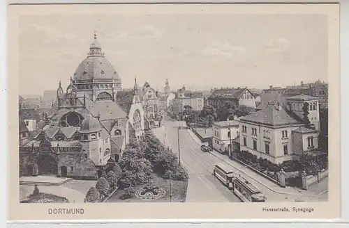 46297 Ak Dortmund Hansastraße avec synagogue vers 1930