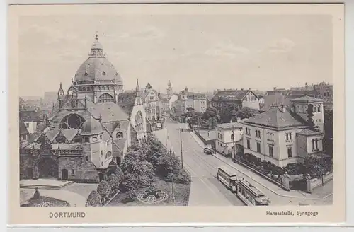 46297 Ak Dortmund Hansastraße mit Synagoge um 1930