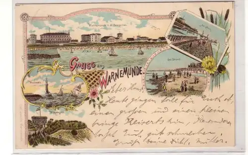 46281 Ak Lithographie Grousse de Warnemünde 1898