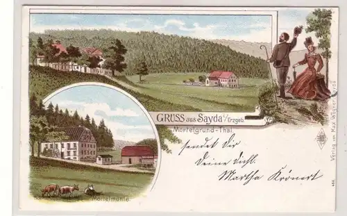 46256 Ak Lithographie Gruß aus Sayda im Erzgebirge 1910