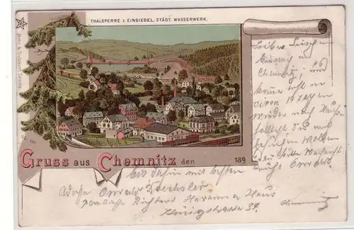 46241 Ak Lithographie Gruß aus Chemnitz 1898