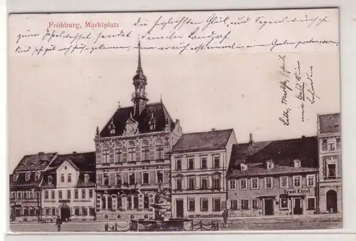 46198 Präge Ak Frohburg Marktplatz mit Brunnen 1905