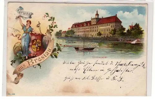 46178 Ak Lithographie Gruß aus Breslau Universität 1906