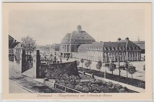 46162 Ak Dortmund Hauptbahnhof mit Vehmlinde Bastei 1930