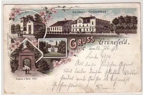 46156 Ak Lithographie Gruß aus Grünefeld Gasthof 1897