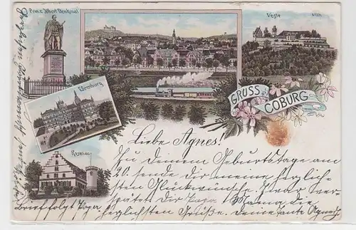 46118 Mehrbild Ak Lithographie Gruß aus Coburg 1899