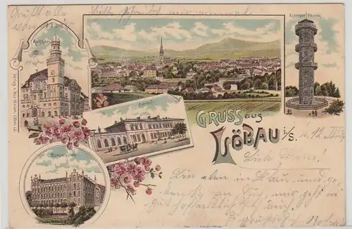 46113 Ak Lithographie Gruß aus Löbau in Sachsen 1899