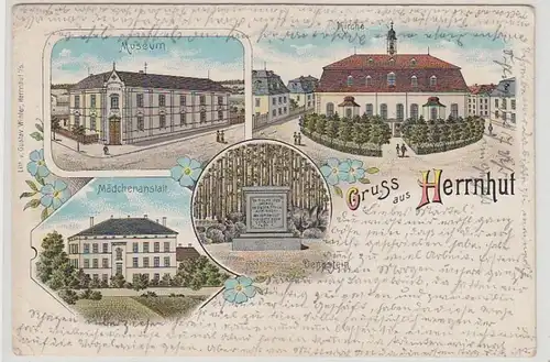 46100 Ak Lithographie Gruß aus Herrnhut 1900