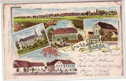 46076 Ak Lithographie Gruß aus Borna Gasthof usw. 1905