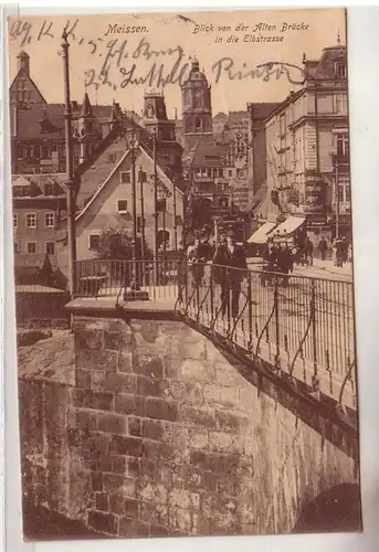 46049 Feldpost Ak Meissen Blick von der alten Brücke in die Elbstrasse 1915