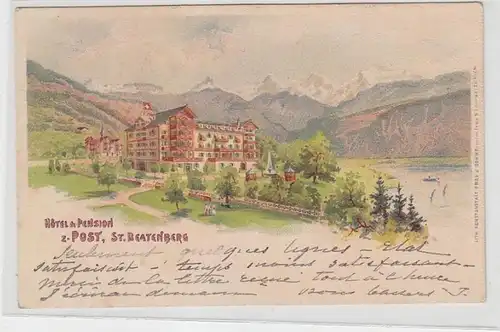 46040 Ak Lithographie Hôtel et pension à la Post St. Beatenberg 1903