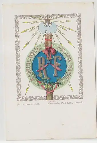 45984 Wappen Ak Lithographie Republik Francaise Frankreich um 1900