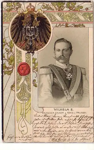 45943 Präge Ak Kaiser Wilhelm II Reichsadler 1901