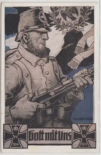 45872 Künstler Ak Soldat Bayern "Gott mit Uns" 1914