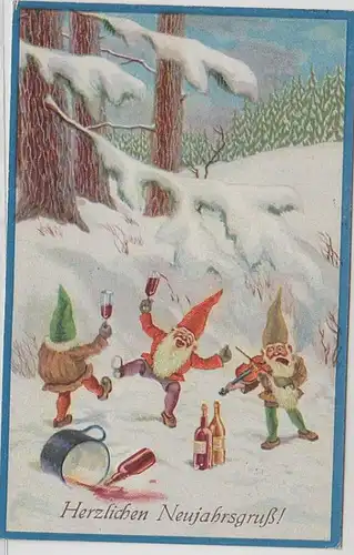 45856 Nouvel An Ak Nains célébrer dans la neige 1927