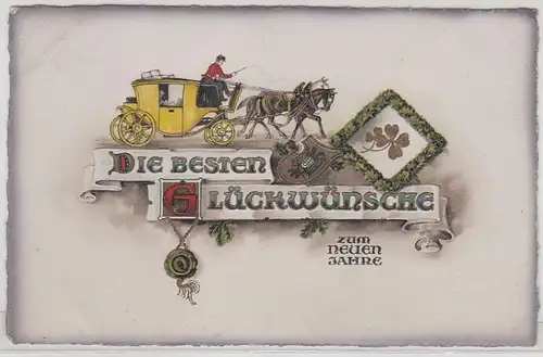 45845 Neujahrs Präge Ak Postkutsche um 1916