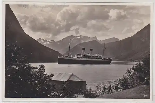 45800 Ak Norwegen Hardangerfjord Dampfer um 1940