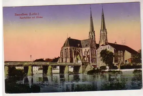 45757 Ak Saaralben Lothringen Saarbrücke mit Kirche1917