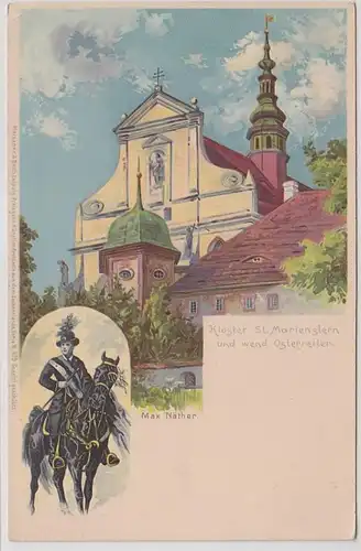 45736 Künstler Ak Kloster St. Marienstern und wend. Osterreiter um 1900