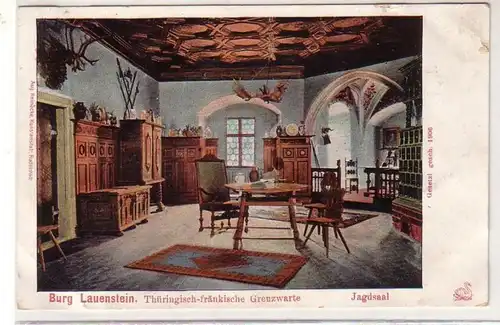 45734 Ak Burg Lauenstein Jagdsaal um 1915