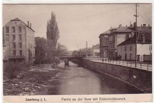 45694 Feldpost Ak Saarburg i.L. Electricitéwerk 1918