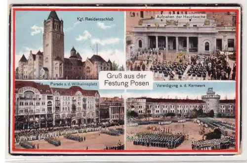 45631 Message de la poste Ak Salutation de l'enceinte de Poznan 1916