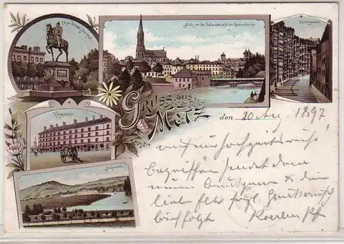 45567 Ak Lithographie Gruss aus Metz in Lothr.1897