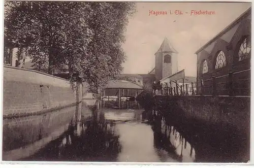 455110 Feldpost Ak Hagenau dans la tour de pêche d'Alsace 1916