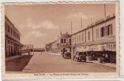 45489 Ak Mateur Tunisie La Place et Grand Hotel 1920