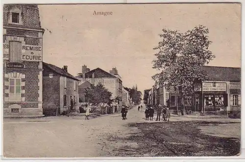 45464 Poste de terrain Ak Amagne France Vue de la rue 1916