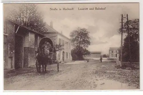 45462 Ak Straße in Machault Lazarett und Bahnhof 1915