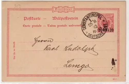 45403 GS Carte Dt. Post Turquie Constantinople 1892