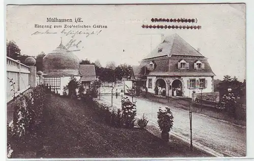 45320 Ak de champ Mülhausen Alsace Entrée du zoo 1915