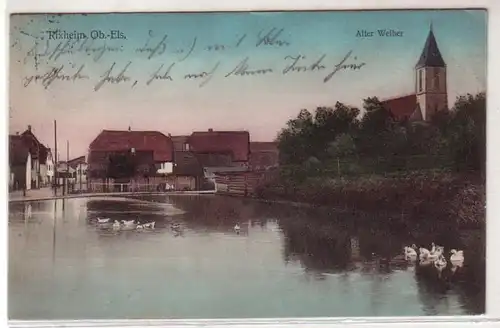 45265 Ak Rixheim Ober Elsass alter Weiher 1914