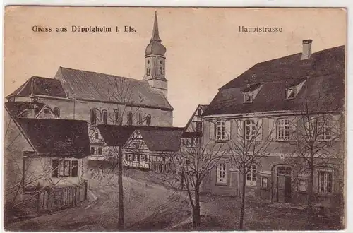 45204 Ak Gruß aus Düppigheim im Elsass Hauptstraße 1918