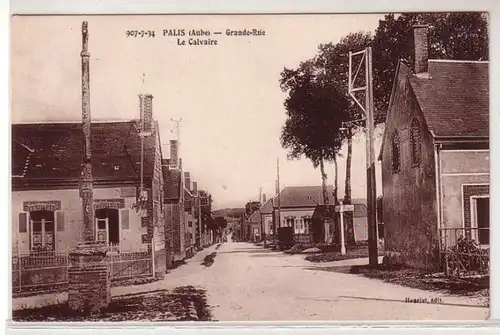 45193 Ak Palis (Aube) Grande Rue Le Calvaire um 1915