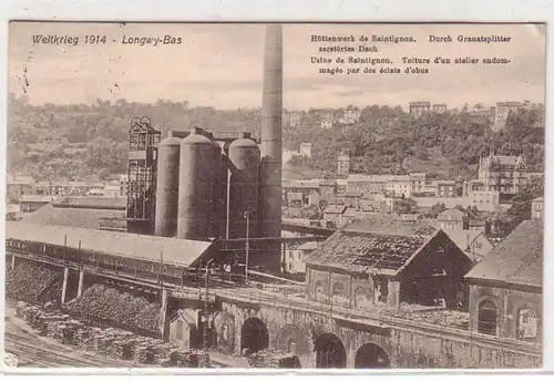 45177 Ak Longwy-Bas Hüttenwerk zerstört Weltkrieg 1914