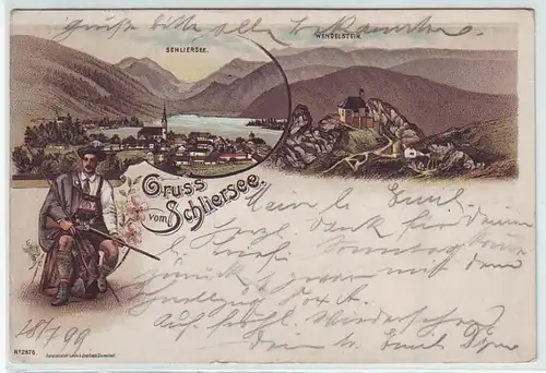 45162 Ak Lithographie Gruß vom Schliersee 1899