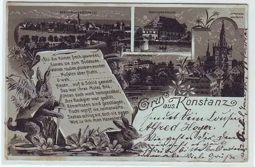 45152 Mondscheinkarte Gruss aus Konstanz 1907